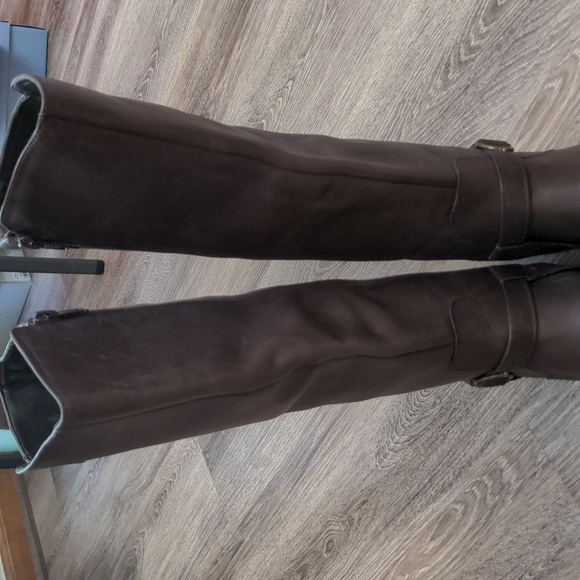 Lauren by Ralph Lauren Brown Margarite Almond Toe Mid-Calf Boots Zip Up Buckle - Picture 5 of 16